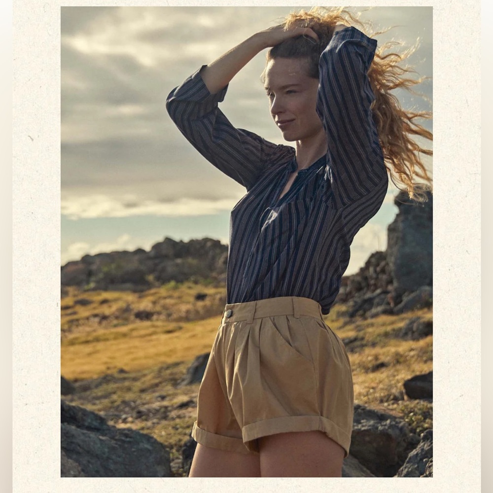 💋💛🌞DÔEN ‘Paige’ Bloomer Pleated Short Fieldstone Tan 0 (23/24)💋 - Picture 3 of 12
